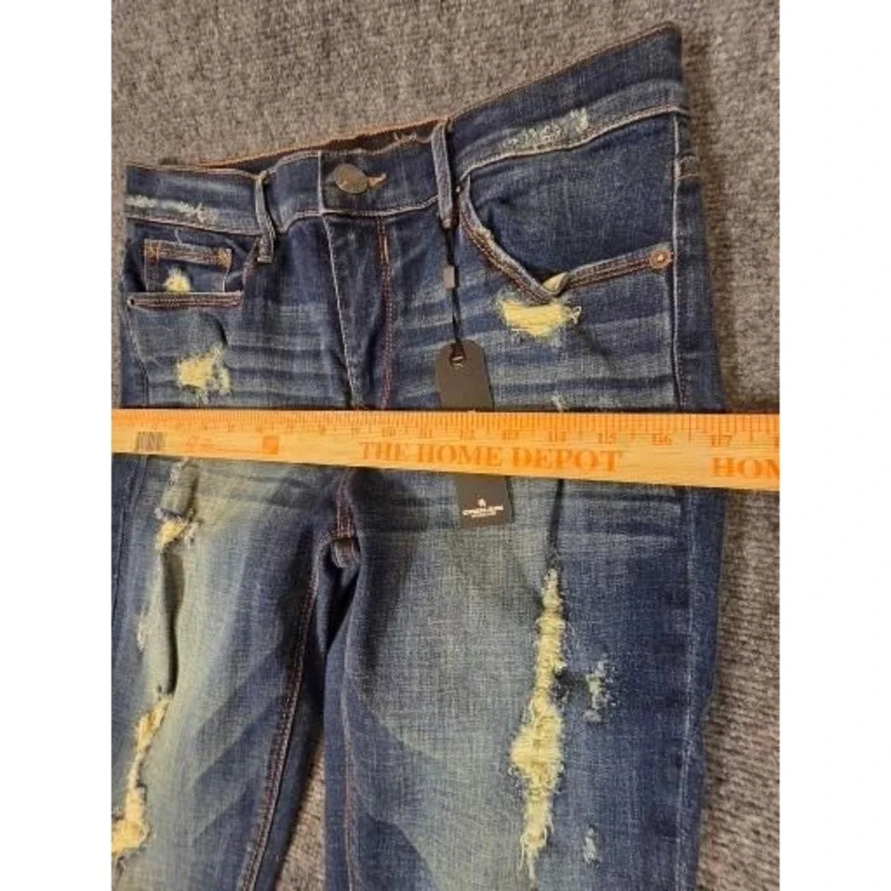 Express Mia‎ Mid Rise Legging Jeans Womens 10 Dark Wash Distressed Skinny Denim